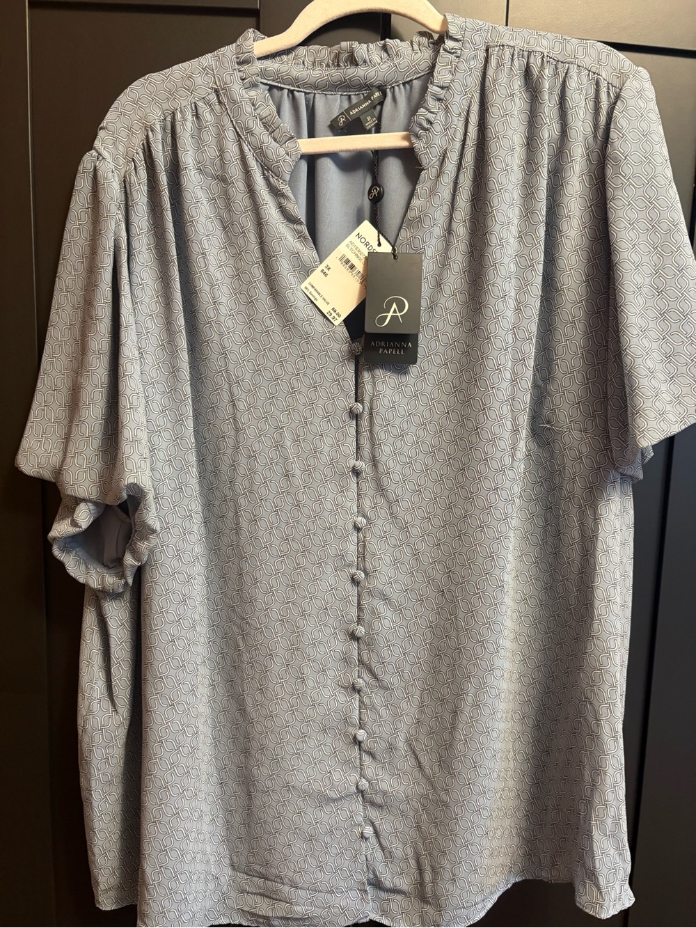 Adrianna Papell Light Gray Button-Front Casual Shirt